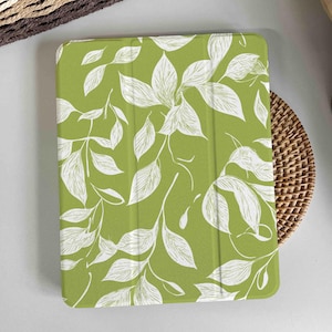 Lime Leaves Magnetic Smart Case Cover iPad 9 Case, iPad Mini 6 iPad Air iPad Pro 2021 Case, iPad Air 5 Air 4 iPad Pro 11 Case Custom Name
