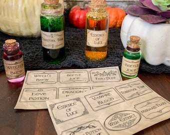 Potion Labels Digital Download, Apothecary Labels, Halloween Party, Halloween Digital Download, Halloween Label, Potion Bottle Label