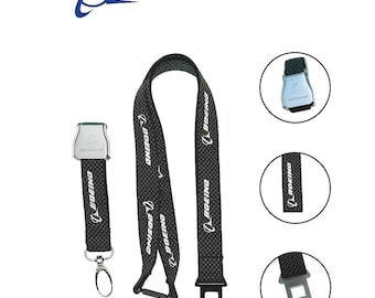 Boeing Seat Belt Buckle Lanyard, Carbon Fiber Aviation Gift