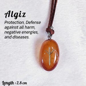 Algiz Rune Karneol Halskette: Ultimatives Schutz Amulett Wikinger Abschirmung Talisman, Abwehr negativer Energie, heiliger spiritueller Krieger Stein