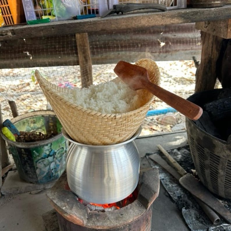 Heavy Duty Sticky Rice Cooking Set 20cm - Tightly Woven Bamboo Steamer ...