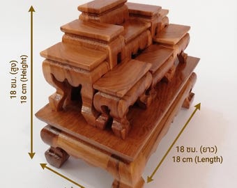 Zen Buddha Altar Tisch für Zuhause, handgefertigter thailändischer buddhistischer Hausschrein, kleines Teakholz Buddha Altar Regal, spirituelles Meditations Dekor Geschenk
