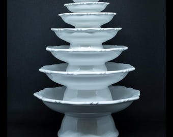 Handmade White Ceramic Altar Bowl Set, Thai Offering Dish