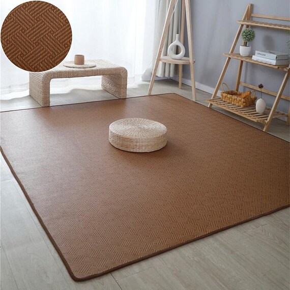 6ft Bamboo Tatami Mat, Japanese Cooling Woven Rug, Large 200x200cm Floor Carpet, Eco-Friendly Non-Slip Summer Mat, Breathable Zen Rug