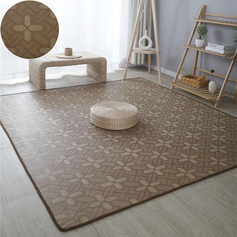 6ft Bamboo Tatami Mat, Japanese Cooling Woven Rug, Large 200x200cm ...