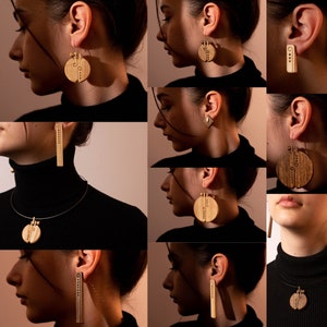 Wooden Dangle Earrings Ash and Walnut Wood Jewelry, Gift for Her, Big Boho Earrings, Drop Earrings image 10