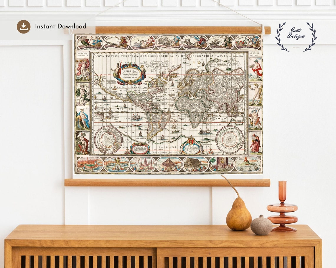Vintage wall art prints vintage Map printPrintable Art  Etsy