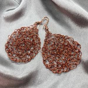 Copper earrings - red gold, woven, unique, filigree, women&#39;s jewellery, gift for her