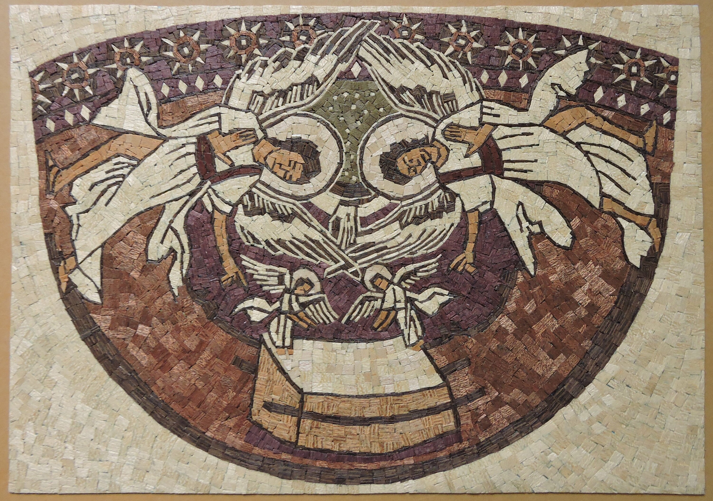 L'arche d'alliance Reproduction d'une Mosaïque Médiévale en Bois Précieux