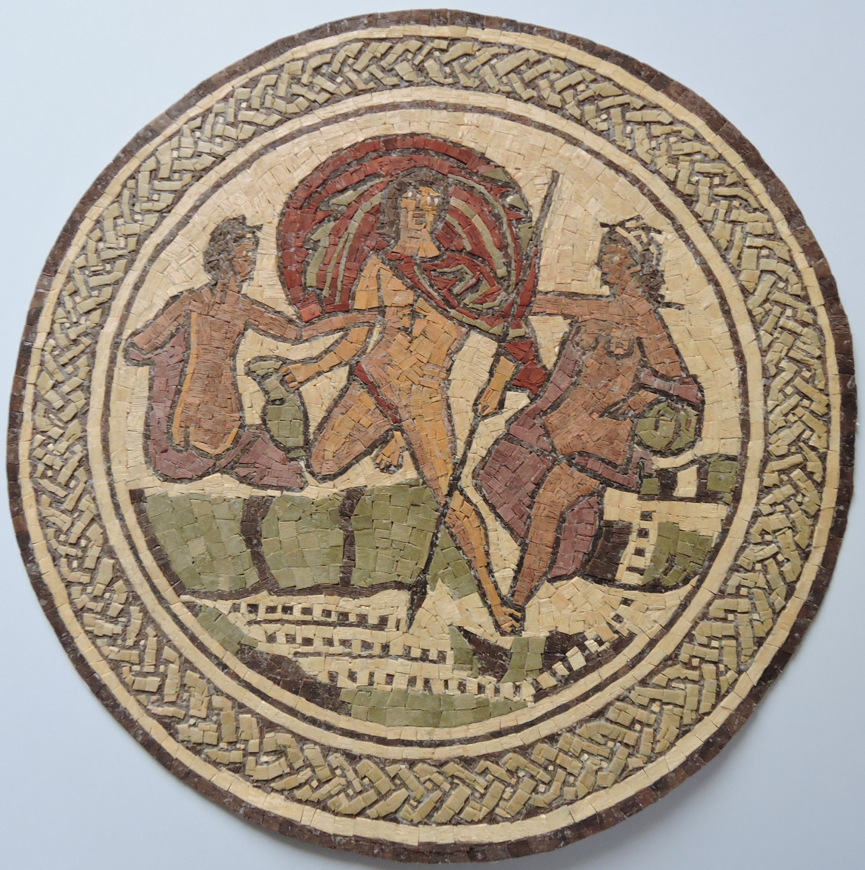 Hylas et Les Nymphes Reproduction d'une Mosaïque Antique Romaine en Bois Précieux