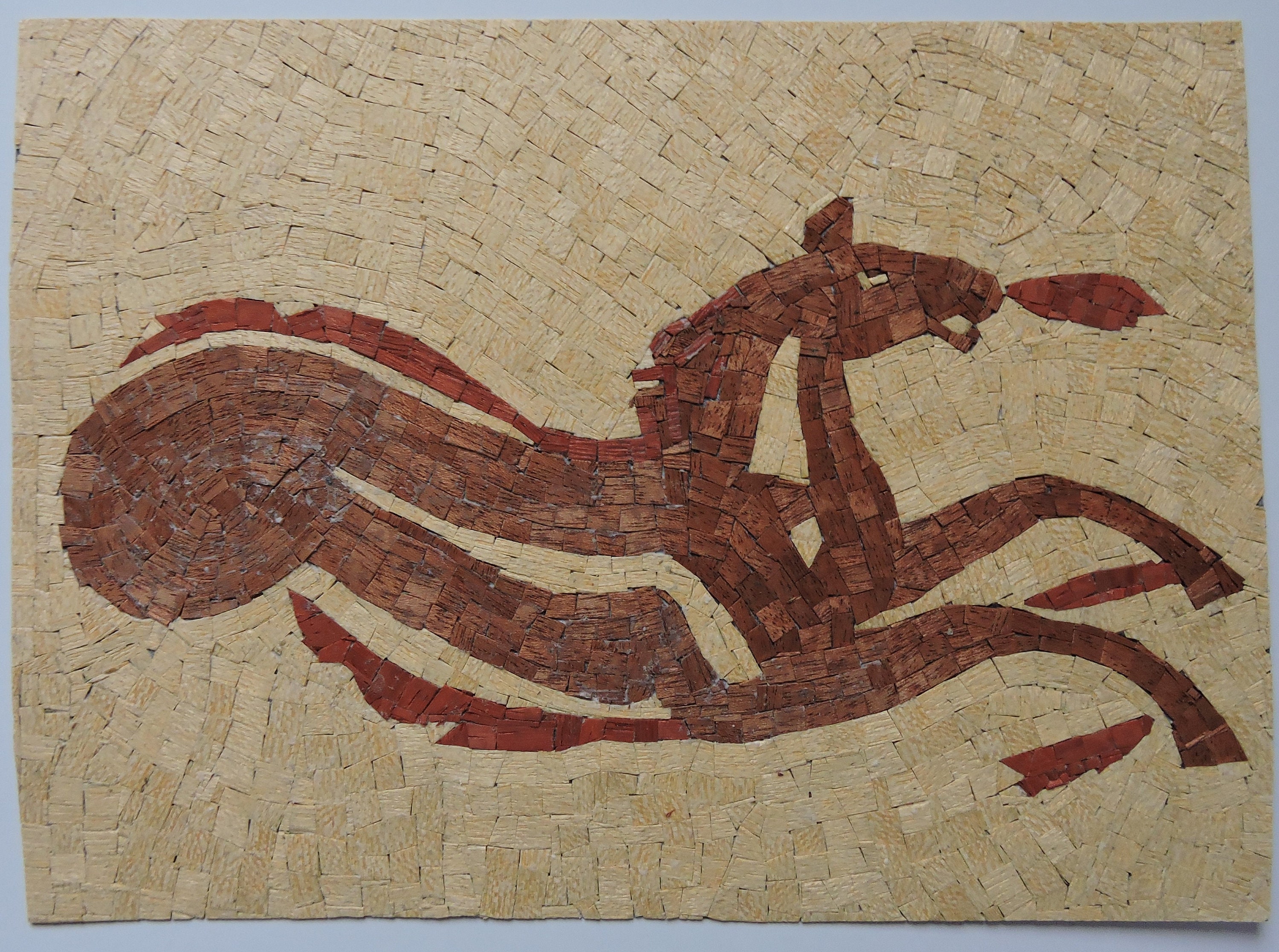 Hippocampe de Bath | Angleterre Reproduction d'une Mosaïque Antique Romaine en Bois Précieux