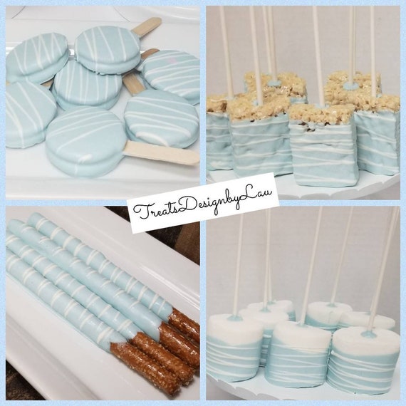 guimauves pour fête baby shower, bonbons bleu et blanc, friandises