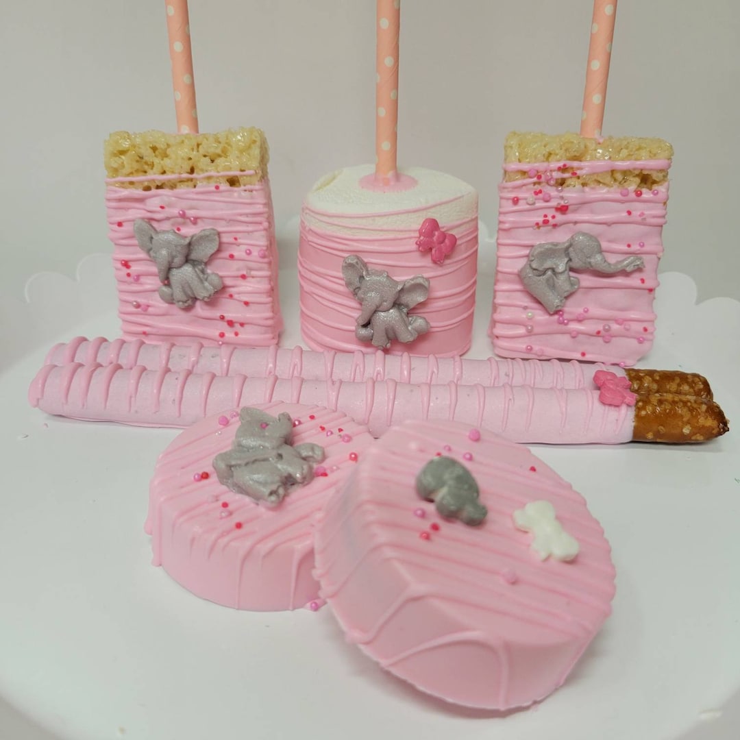 Baby Shower Elephant Themed Treats Bundle for Candy Table. Light Pink ...