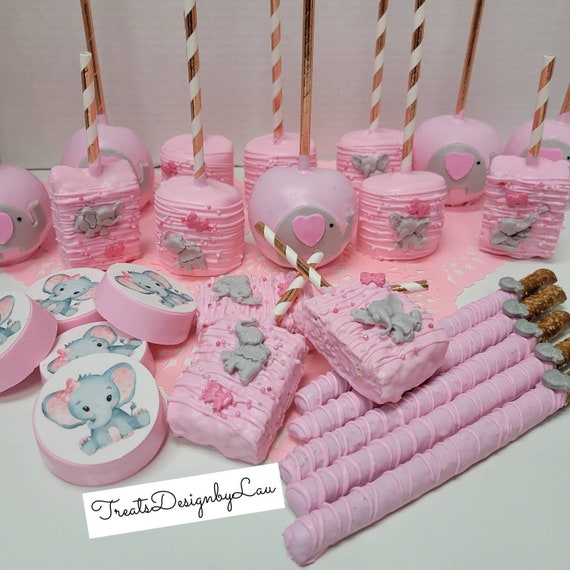 48 Pcs. Baby Shower Girl Treats Bundle Candy Table. Baby Girl. Pink / White  