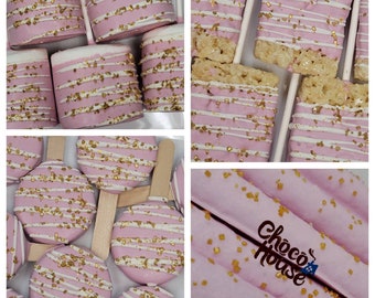 Baby shower girl treats bundle candy table. Baby girl. Pink / white / gold Party treats Gold and pink party favors.