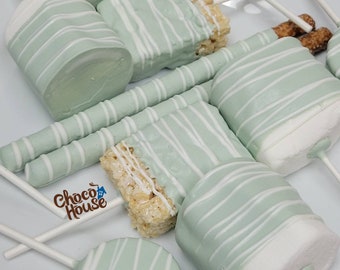 48p Baby shower / Birthday/ treats bundle / candy table. Sage green / light green color with white drizzle