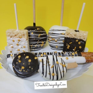 Black and white with  gold sprinkles  treats bundle for candy table. 30 pieces