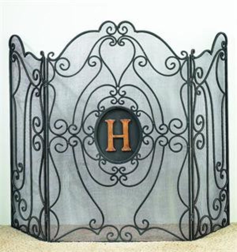 Custom Monogrammed Fireplace Screen 3 Panel Etsy