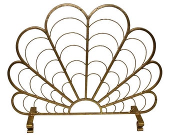 Italian Gold Iron Shell Design Decorative Fireplace Screen