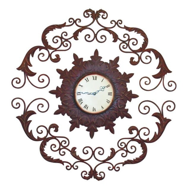 Large Wall Clock in Rustic Brown Etsy