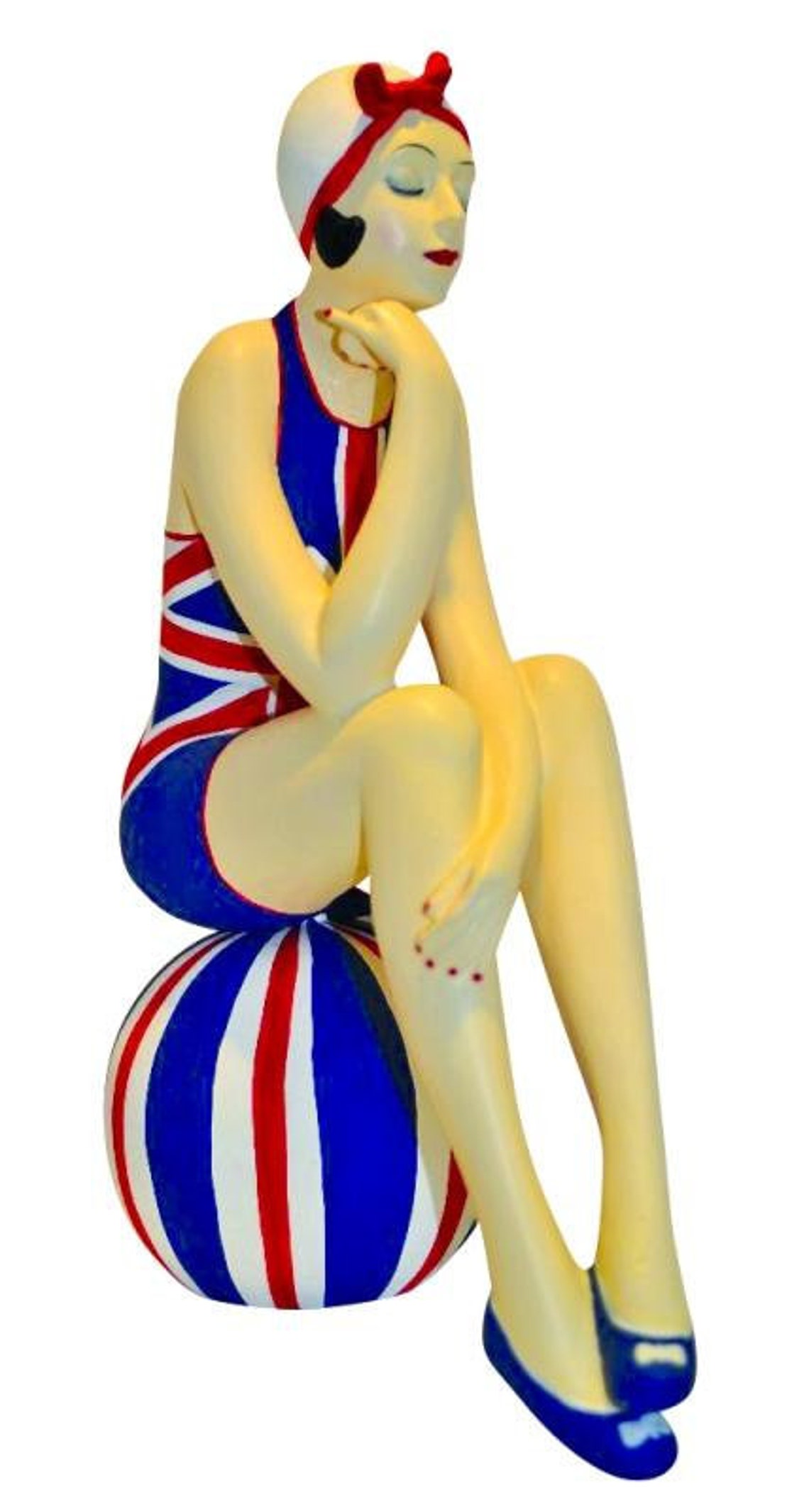 Bathing Beauty Figurine in a Union Jack Bathing Suit Etsy