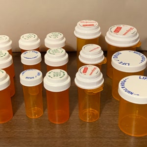 Amber Empty Pill Bottles, Lot of 20 Empty Prescription Bottles, Amber Prescription Bottles, Small Storage Container, Bottles for Storage