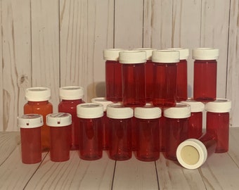 RED Empty Pill Bottles, Lot of 20 Empty Prescription Bottles, RED Prescription Bottles, Small Storage Container, Bottles for Storage