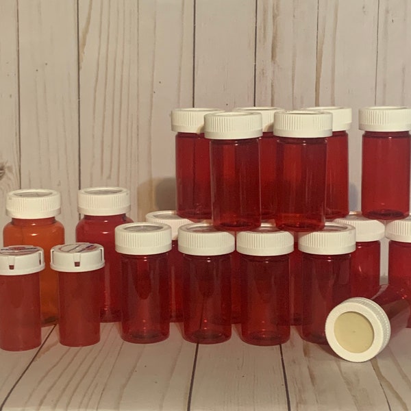 RED Empty Pill Bottles, Lot of 20 Empty Prescription Bottles, RED Prescription Bottles, Small Storage Container, Bottles for Storage