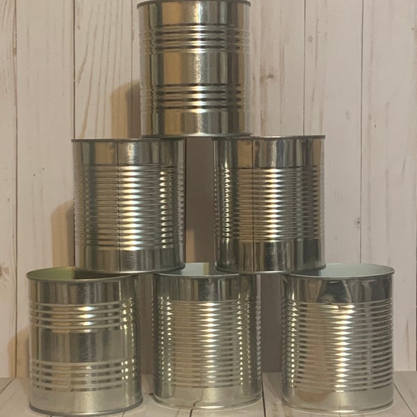 Medium Tin Can, 4.5 H x 4 W, Qty 6, Smooth Edge. DIY Tin Can