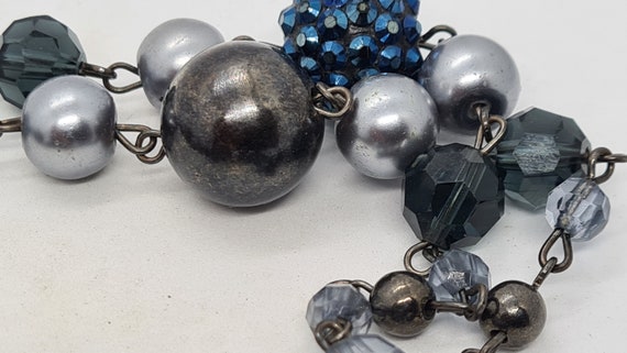 Vintage Light and Dark Blue Lucite Bead Bauble Op… - image 9
