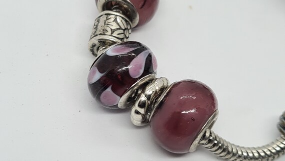 Vintage Purple Glass Bead Snake Chain Boot Charm … - image 6