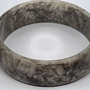 Marble Grey Lucite Statement Bangle 6.5cm