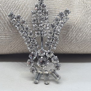 Spilla spray floreale con strass trasparente scintillante vintage