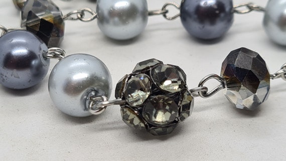 Vintage Jacqui E Faux Pearl Glass Bead Smokey Rhi… - image 5