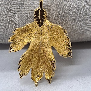 Embossed Goldtone Metal Autumn Leaf Brooch