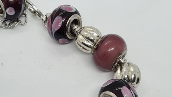 Vintage Purple Glass Bead Snake Chain Boot Charm … - image 7