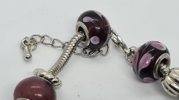 Vintage Purple Glass Bead Snake Chain Boot Charm … - image 8
