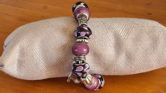 Vintage Purple Glass Bead Snake Chain Boot Charm … - image 2