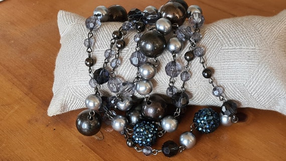 Vintage Light and Dark Blue Lucite Bead Bauble Op… - image 2