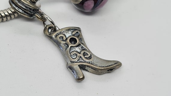 Vintage Purple Glass Bead Snake Chain Boot Charm … - image 4