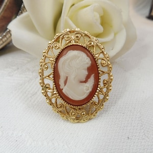 Vintage Resin Cameo Brooch