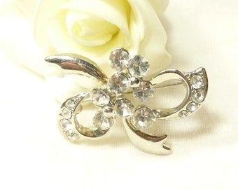 Vintage Cubic Zirconia Lovers Knot Brooch