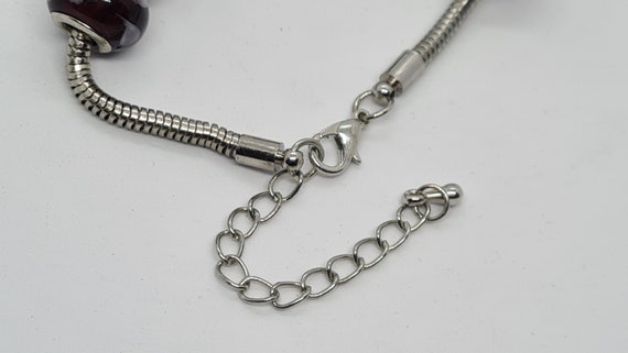 Vintage Purple Glass Bead Snake Chain Boot Charm … - image 9