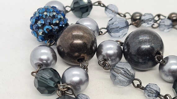 Vintage Light and Dark Blue Lucite Bead Bauble Op… - image 6