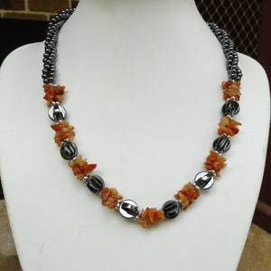 Vintage Hematite Agate Choker Necklace 46cm