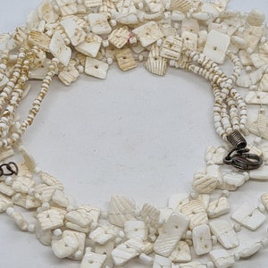 Vintage Multi-Strand Sea Shell and Glass Seed Bead Necklace 49cm