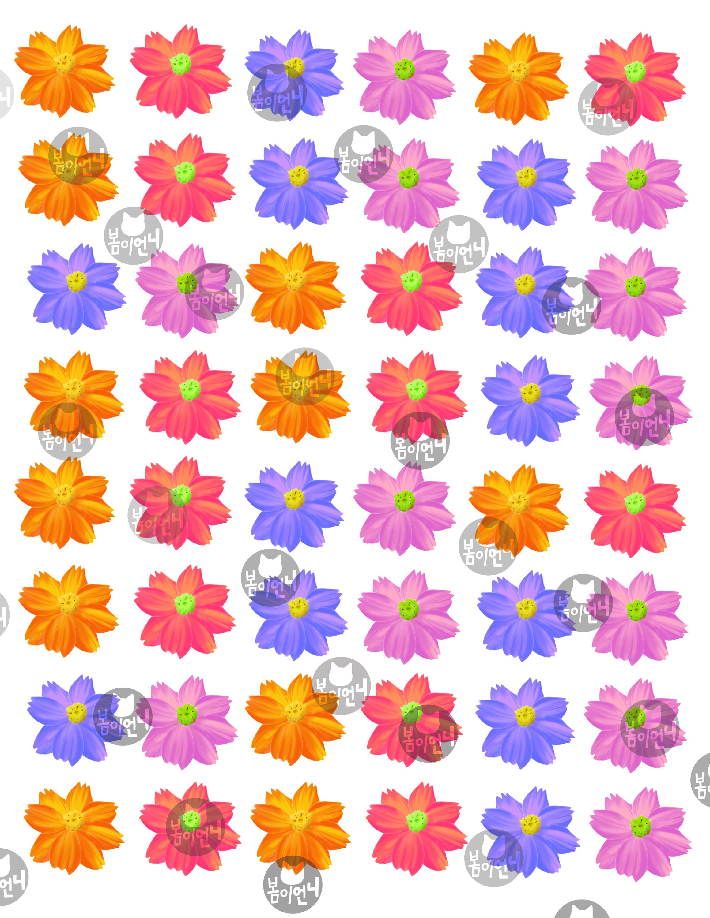 Printable Flower Sticker Digital Flower Sticker Cosmos