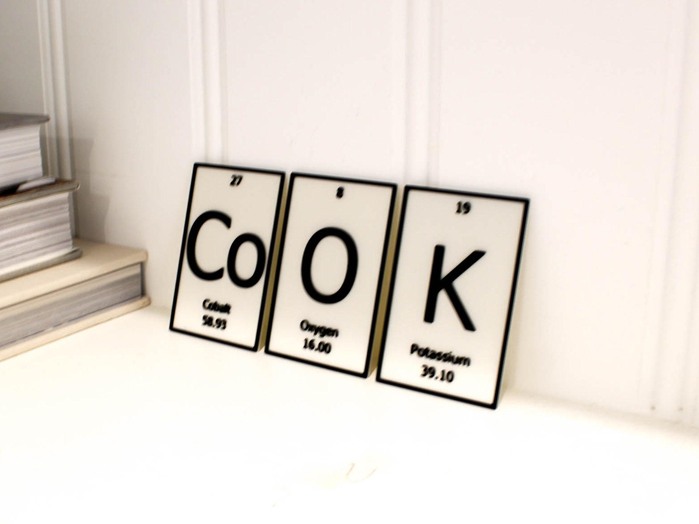 Cook | Periodic Table of Elements Wall, Desk or Shelf Sign - Etsy UK