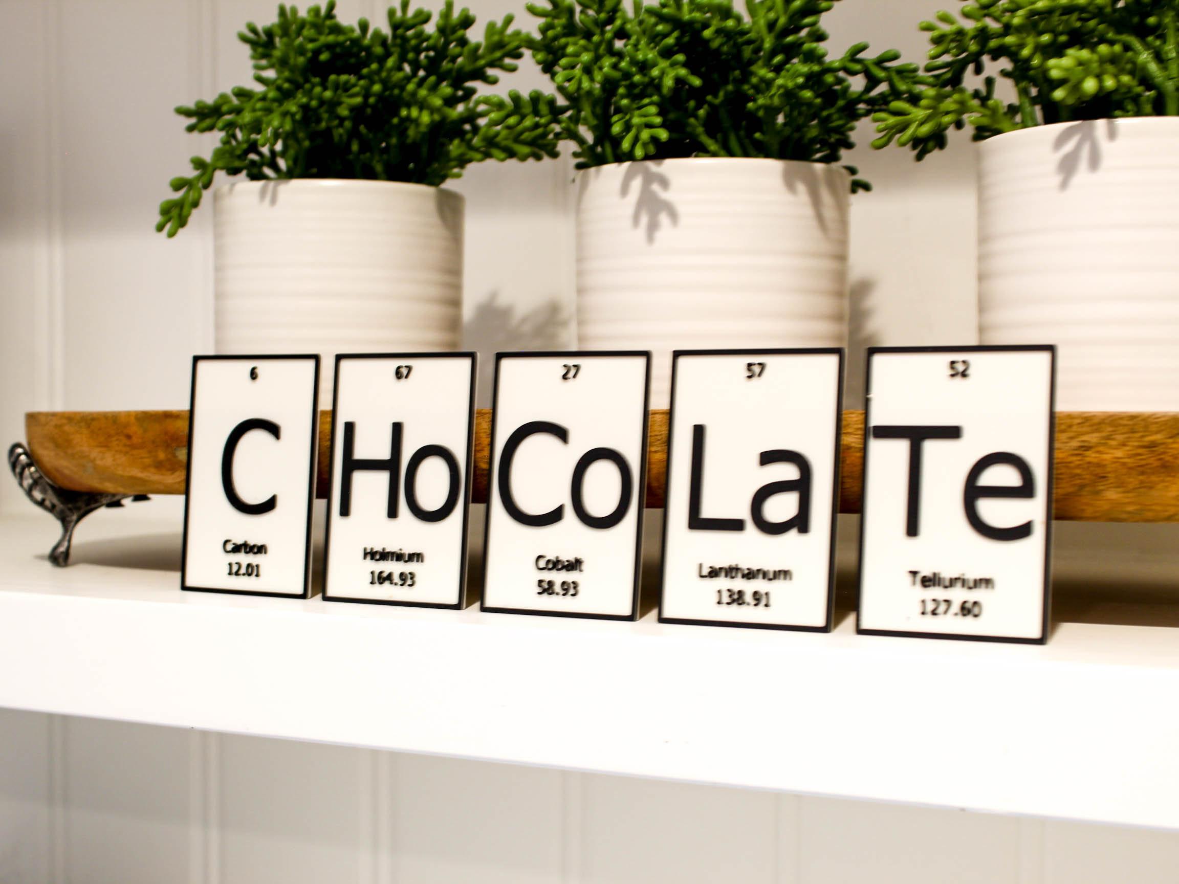 Chocolate | Periodic Table of Elements Wall, Desk or Shelf Sign - Etsy