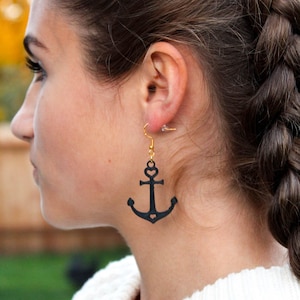 Ear Anchor Earrings, Dangle Earrings, Anchor Earrings, Cute Anchor